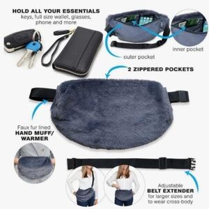 Sprigs Adjustable Faux Fur/Sherpa Hand Muff Belt Bag - NWT